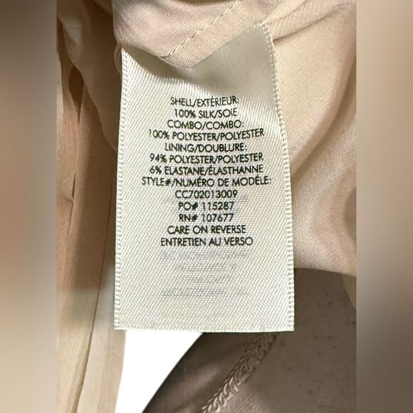 Alice + Olivia Axel Wrap-Effect Pleated Silk-Georgette Blouse SZ Small champagne - Picture 7 of 7